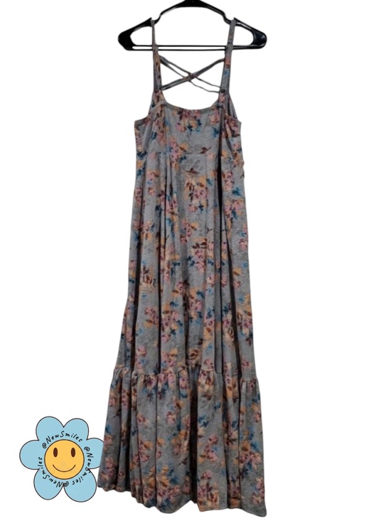 torrid Dresses & Skirts - torrid ~ Strappy Dress ~ Heather Gray w/ Flowers ~ Jersey Material ~ Ruffle Tier